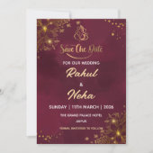 Red Luxury Indian Save the Date Card 招待状 (正面)