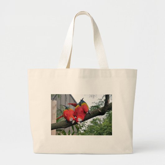 Red Macaws 1.JPG ラージトートバッグ (正面)
