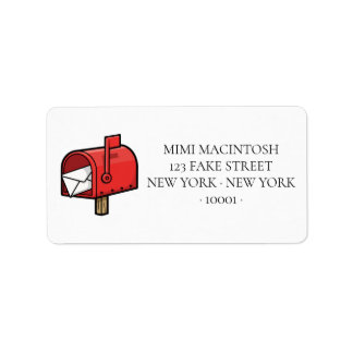 Red Mailbox With A Letter Inside Address Labels ラベル