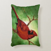 Red male CARDINAL on a branch アクセントクッション (正面(垂直))