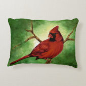 Red male CARDINAL on a branch アクセントクッション (裏面)