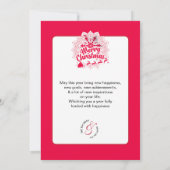 Red Mandala Snowflake & Santa Sleigh Christmas カード (裏面)
