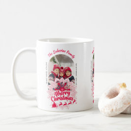 Red Mandala Snowflake & Santa Sleigh Christmas コーヒーマグカップ