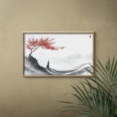 Red Maple Ink Zen Minimalist Wall Art ポスター