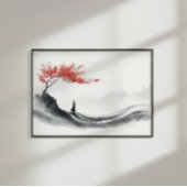 Red Maple Ink Zen Minimalist Wall Art ポスター