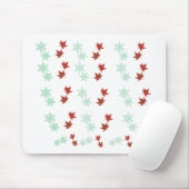 Red Maple Leaves & Mint Snowflakes Pattern マウスパッド (マウス)