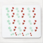 Red Maple Leaves & Mint Snowflakes Pattern マウスパッド (正面)