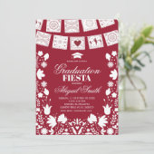 Red Maroon Talavera Mexican Graduation Fiesta 招待状 (スタンド正面)