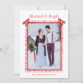 Red Married & Bright First Christmas Couple シーズンカード (正面)