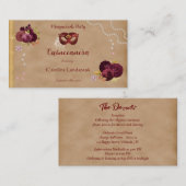 Red Masquerade Burgundy English Roses Quinceañera エンクロージャーカード (正面/裏面)