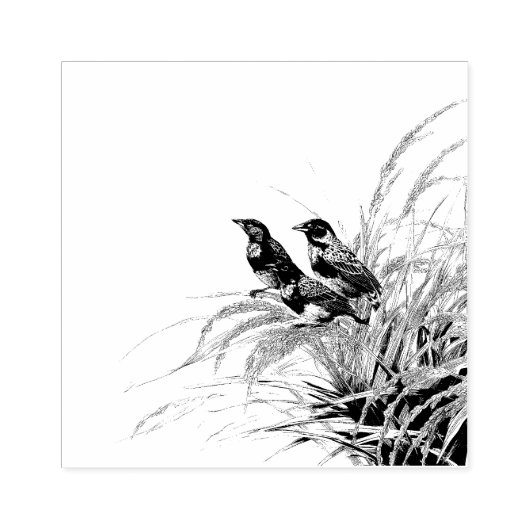 Red Meadowlark Postage Stamp ラバースタンプ (インプリント)