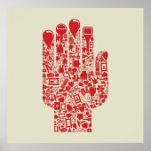 Red Medical Hand Symbol Healthcare ポスター (正面)