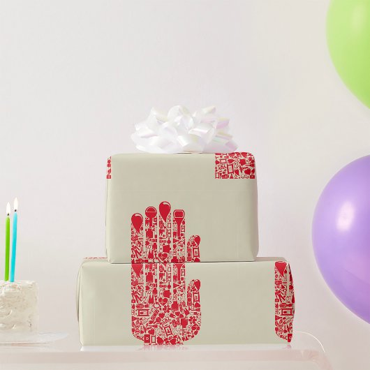 Red Medical Hand Symbol Healthcare ラッピングペーパー