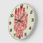 Red Medical Hand Symbol Healthcare ラージ壁時計 (傾斜)