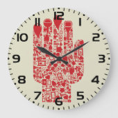 Red Medical Hand Symbol Healthcare ラージ壁時計 (正面)