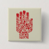 Red Medical Hand Symbol Healthcare 缶バッジ (正面)
