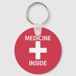 Red Medicine Inside First Aid Symbol Medication キーホルダー