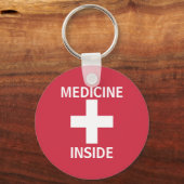 Red Medicine Inside First Aid Symbol Medication キーホルダー (正面)