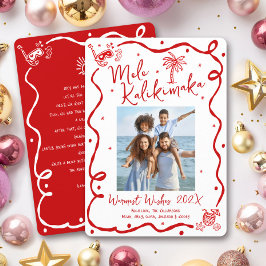 Red Mele Kalikimaka Photo Hand Drawn Christmas シーズンカード