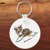 Red Merle Australian Shepherd Lets Play キーホルダー (正面)