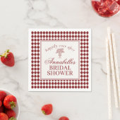 Red Merlot Harlequin Checkered Bridal Shower スタンダードカクテルナプキン (インサイチュ)
