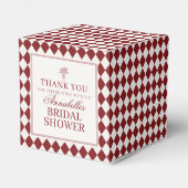 Red Merlot Harlequin Checkered Bridal Shower フェイバーボックス (裏面サイド)