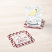 Red Merlot Harlequin Checkered Bridal Shower ペーパーコースター (インサイチュ)