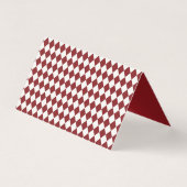Red Merlot Harlequin Checkered Folded Place Cards (裏面)