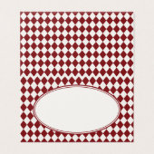 Red Merlot Harlequin Checkered Folded Place Cards (外部フラット)