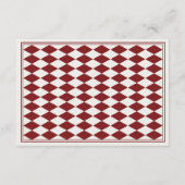 Red Merlot Striped Harlequin Pattern Wedding RSVP エンクロージャーカード (裏面)