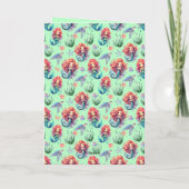 Red Mermaid Birthday Card in Green カード (裏面)