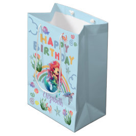Red Mermaid Birthday Gift Bag in Blue ミディアムペーパーバッグ