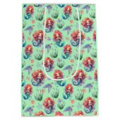Red Mermaid Birthday Gift Bag in Green ミディアムペーパーバッグ (裏面)
