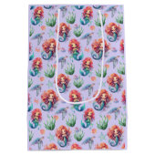 Red Mermaid Birthday Gift Bag in Purple ミディアムペーパーバッグ (裏面)