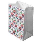 Red Mermaid Birthday Gift Bag in White ミディアムペーパーバッグ (裏面アングル)