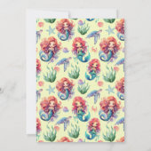 Red Mermaid Birthday Invitation in Yellow 招待状 (裏面)