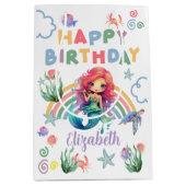 Red Mermaid Gift Bag in White ミディアムペーパーバッグ (正面)