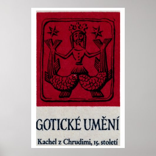 Red Mermaid - Matchbox Print - Czech Wall Art ポスター (正面)