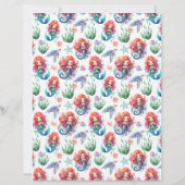 Red Mermaid Scrapbook Paper in White (裏面)