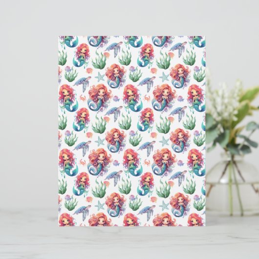 Red Mermaid Scrapbook Paper in White (スタンド正面)