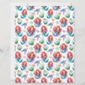 Red Mermaid Scrapbook Paper in White (正面)