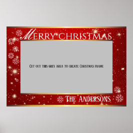 Red Merry きらめく Christmasフォトフレームのポスター ポスター