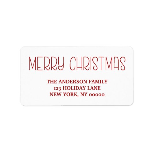 RED Merry Christmasシンプルの手書文字 ラベル (正面)