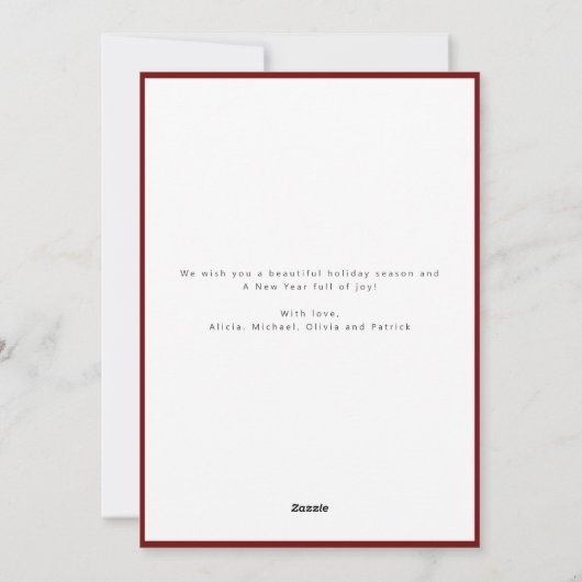 Red Merry Christmasスクリプト3枚の写真コラージュ シーズンカード (裏面)