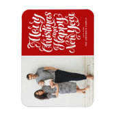 Red Merry Christmas and Happy New Yearの写真 マグネット (縦)