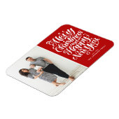 Red Merry Christmas and Happy New Yearの写真 マグネット (左側)