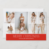 RED Merry Christmas Elegant 9 Collage Multi-Photo シーズンカード (正面)
