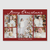 Red Merry Christmas Photo Collage 2025 Magnet Card (正面)