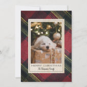 Red Merry Christmas Plaid Photo Holiday Card シーズンカード (正面)