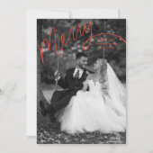 Red Merry Hand Lettering Wedding Photo シーズンカード (正面)